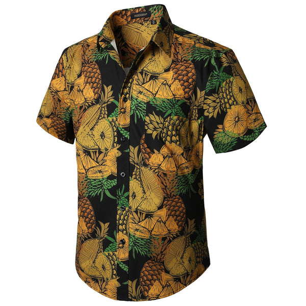 Summer Hawaiian Shirts with Pocket - 09-YELLOW/BLACK 