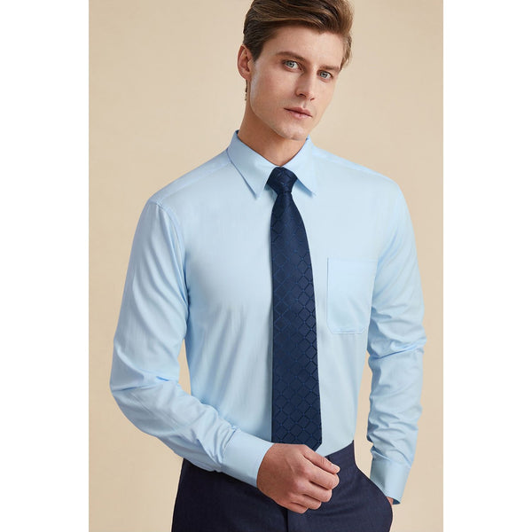 Men's Shirt with Tie Handkerchief Set - LIGHT BLUE 1 