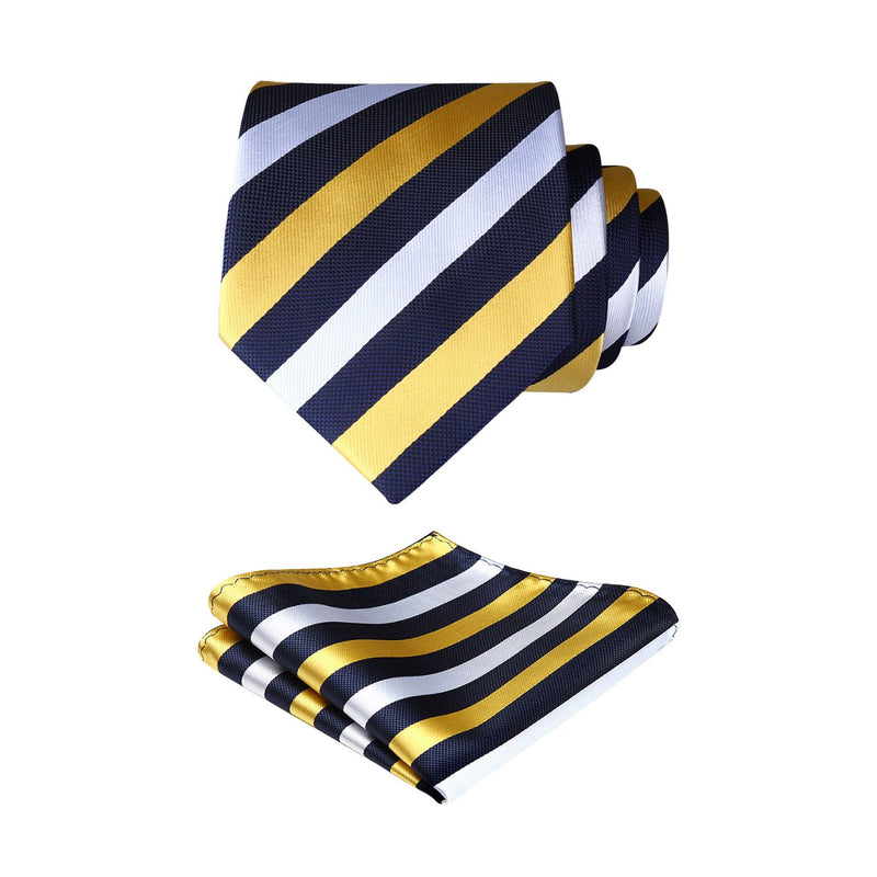 Stripe Tie Handkerchief Set - S-YELLOW 2 