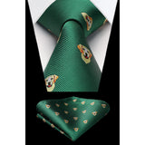 Golden Retriever Tie Handkerchief Set - GREEN-2 