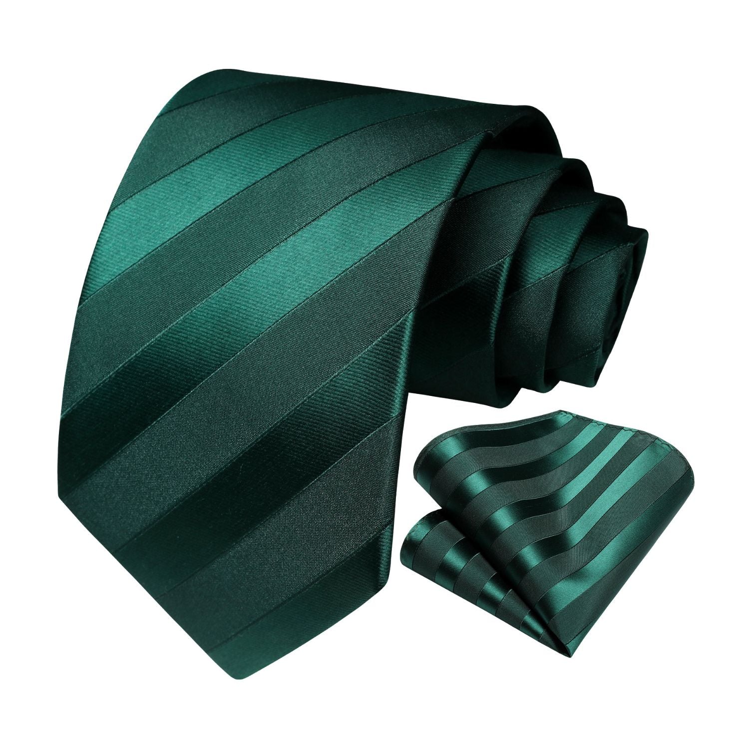 Stripe Tie Handkerchief Set - 02-GREEN