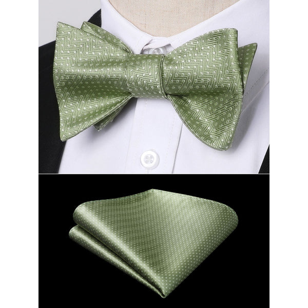 Stripe Bow Tie & Pocket Square - E2-SAGE GREEN 