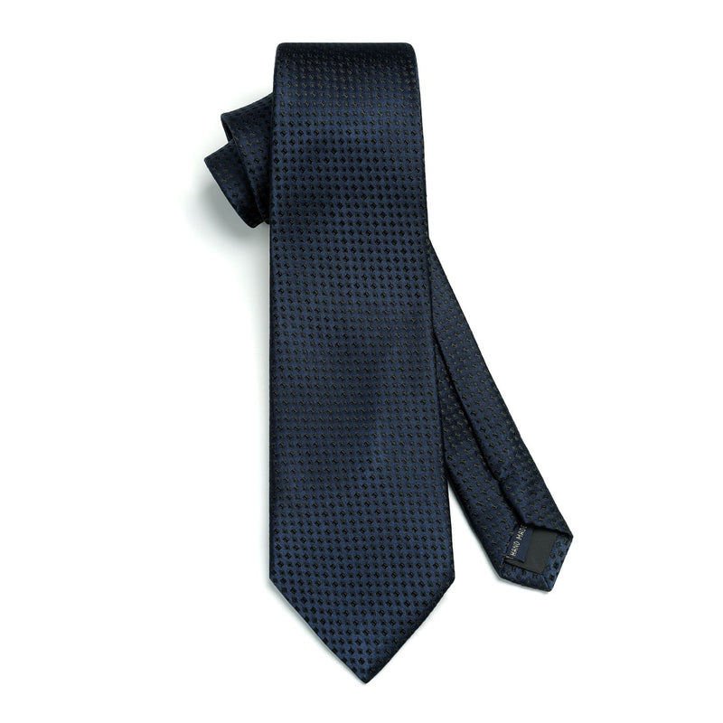 Houndstooth Tie Handkerchief Set - NAVY BLUE 