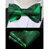 Stripe Bow Tie & Pocket Square - GREEN 