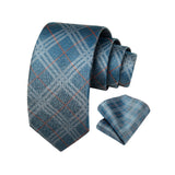Plaid Tie Handkerchief Set - BLUE Plaid Tie Handkerchief Set - BLUE