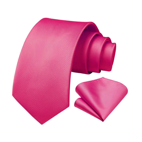 Solid Tie Handkerchief Set - E-PINK HOT 