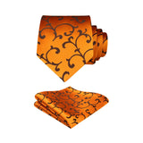 Floral Tie Handkerchief Set - G-GOLD-3 