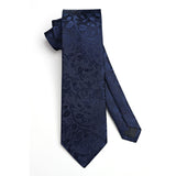 Paisley Tie Handkerchief Set - 03A-NAVY BLUE1 