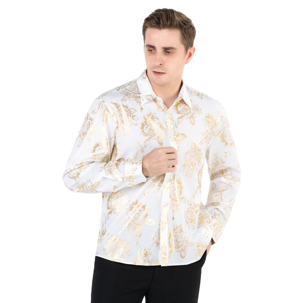 Shiny Rose Gold Party Shirt - WHITE 