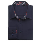 Casual Formal Shirt with Pocket - 17-NAVY BLUE 