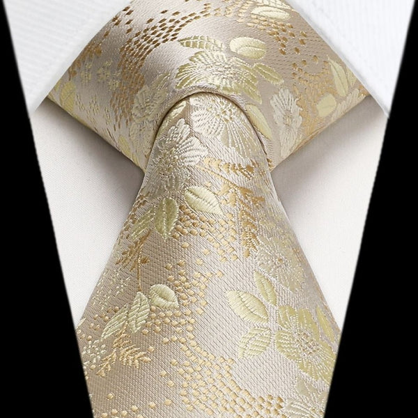 Floral Tie Handkerchief Set - GOLD FLORAL-7