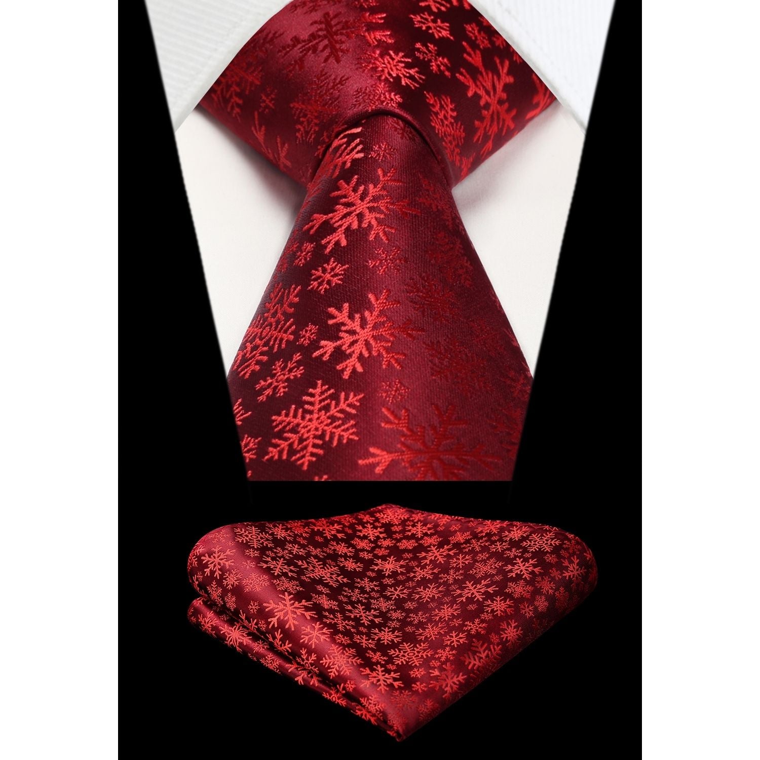 Christmas Tie Handkerchief Set - RED