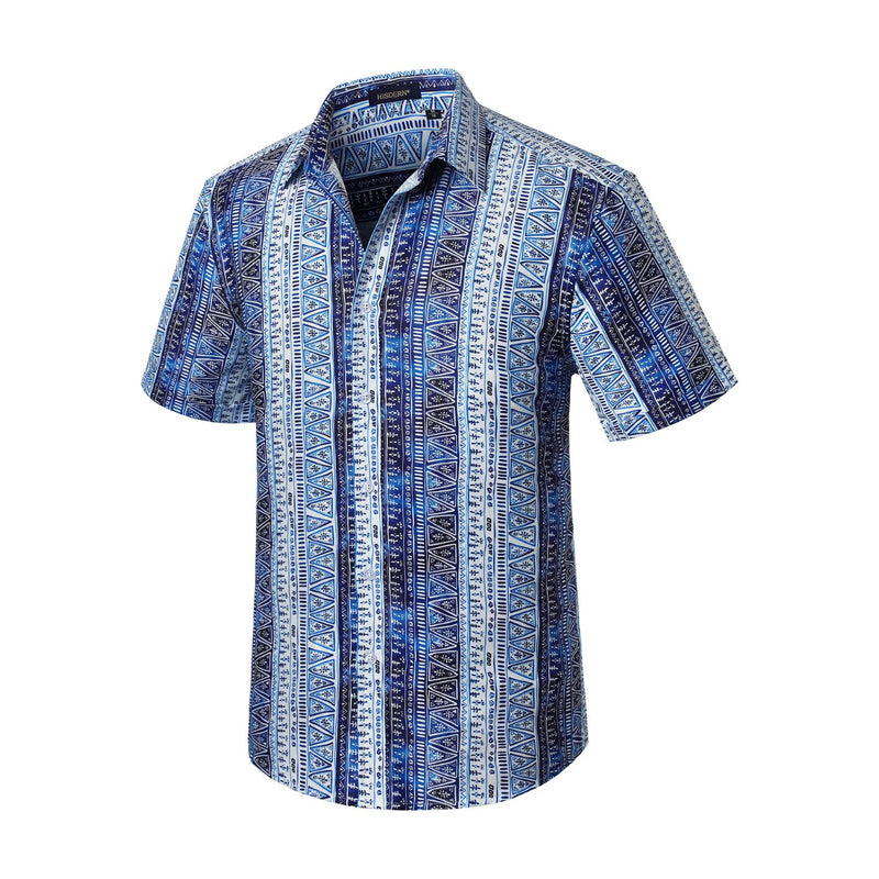 Hawaiian Tropical Shirts with Pocket - WHITE/BLUE 