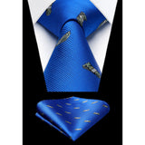 Pattern Tie Handkerchief Set - BLUE 