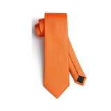 Solid Tie Handkerchief Cufflinks - ORANGE 