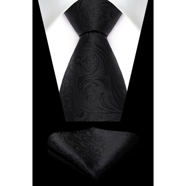 Paisley Tie Handkerchief Set - 02A-BLACK-2