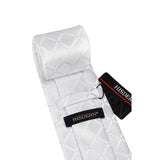 Plaid Tie Handkerchief Cufflinks Clip - WHITE 