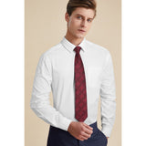 Men's Shirt with Tie Handkerchief Set - 02-WHITE/RED 