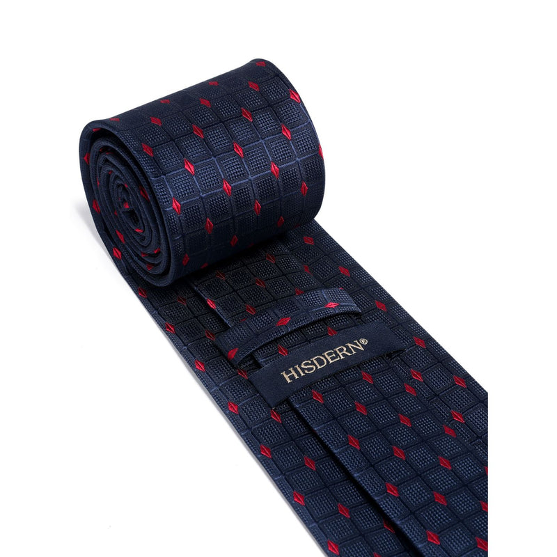 Plaid Tie Handkerchief Set - C-NAVY BLUE 