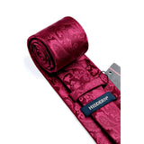 Paisley Tie Handkerchief Set - 22 BURGUNDY 