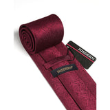 Houndstooth Tie Handkerchief Set - B-06 BURGUNGY 3 