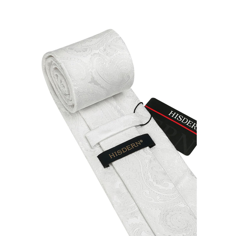 Paisley Tie Handkerchief Set - WHITE 