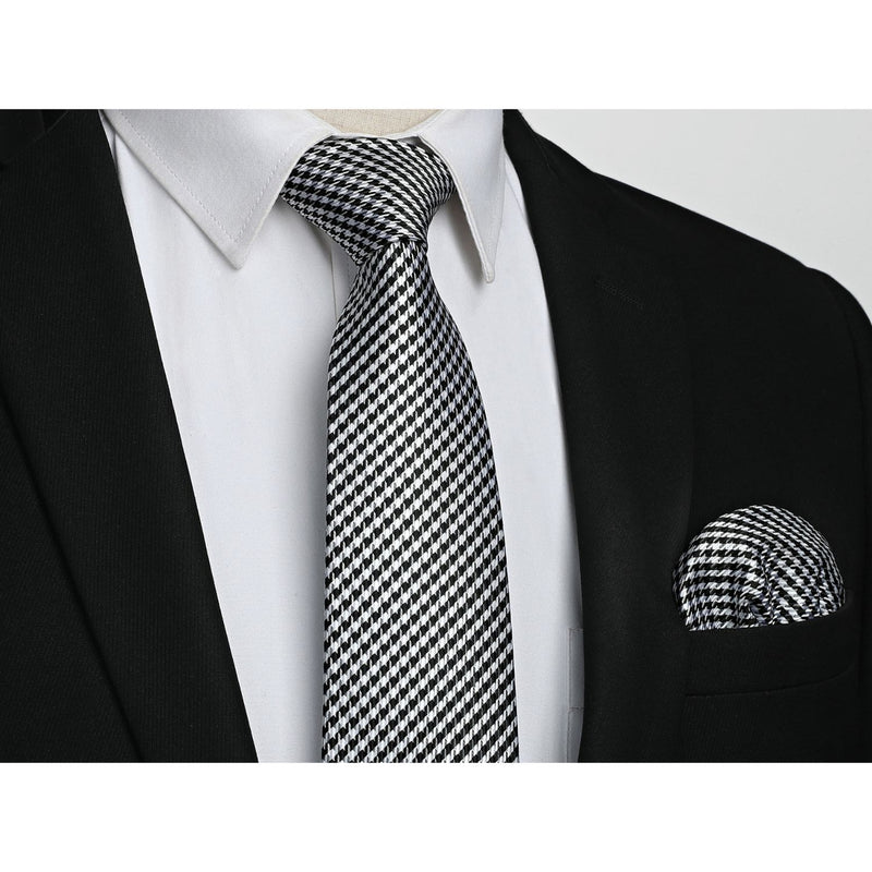 Houndstooth Tie Handkerchief Cufflinks - BLACK 