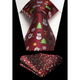 Christmas Tie Handkerchief Set - B-9 BURGUNDY