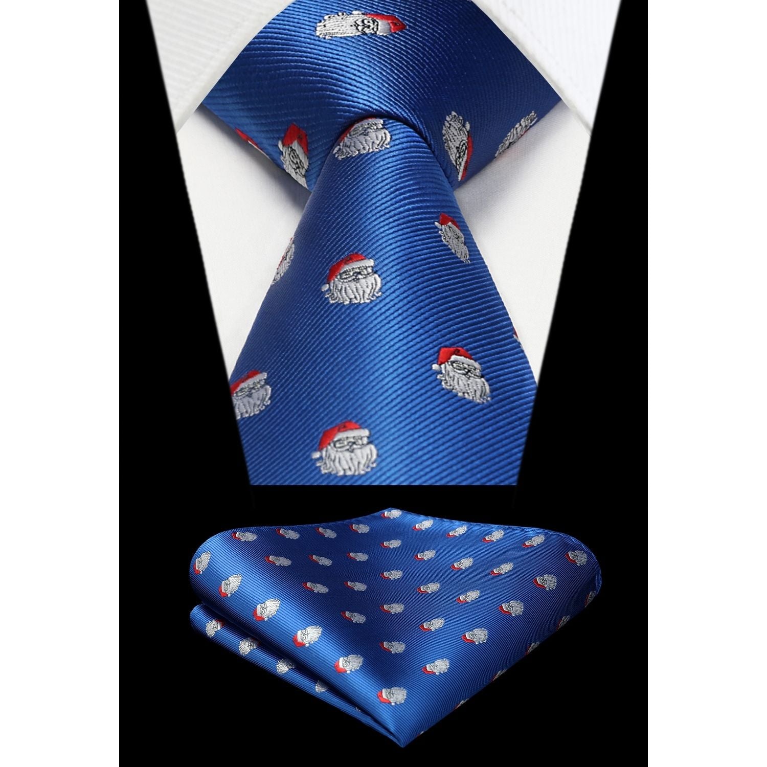 Christmas Tie Handkerchief Set - C-1 ROYAL BLUE