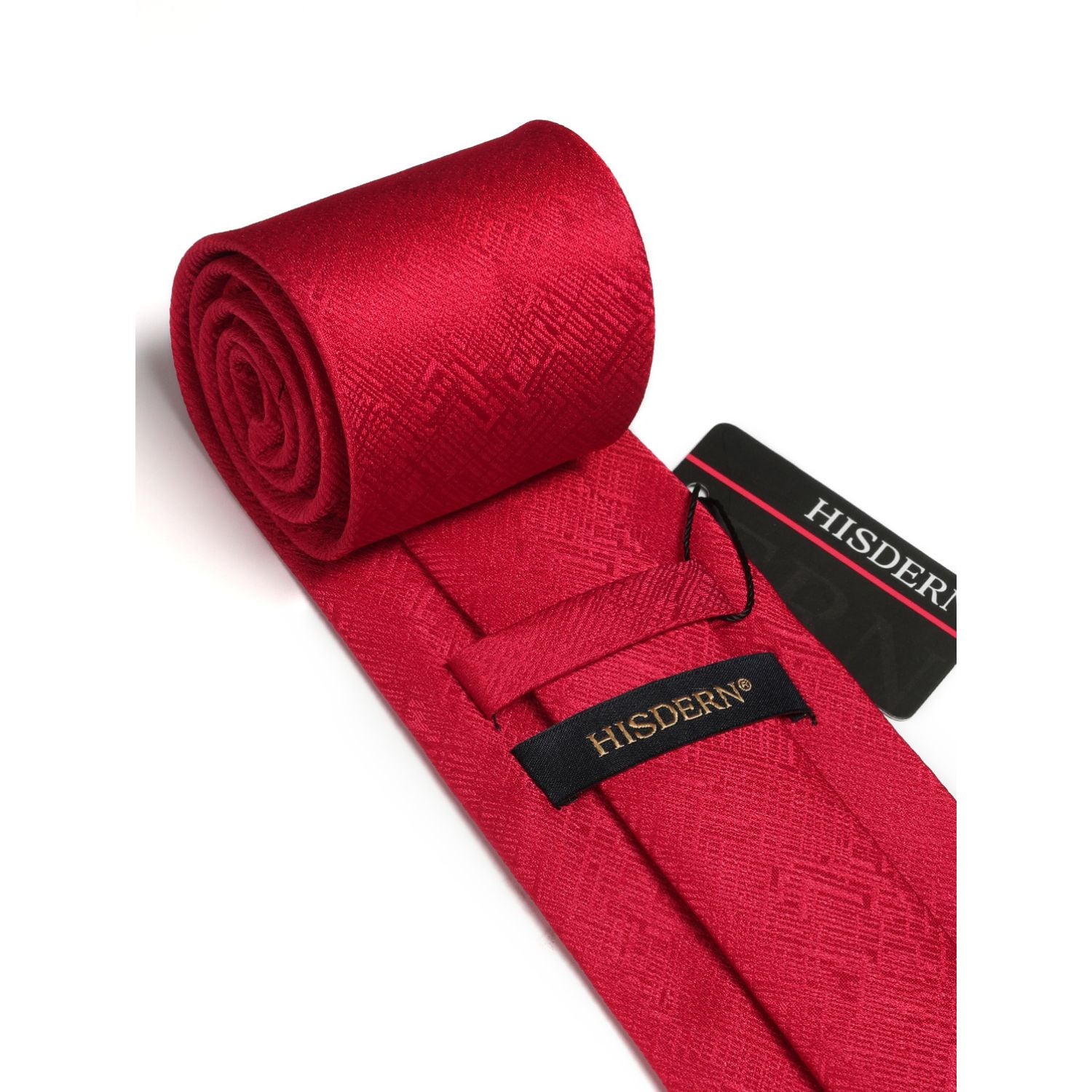 Houndstooth Tie Handkerchief Set - B-07 DARK RED