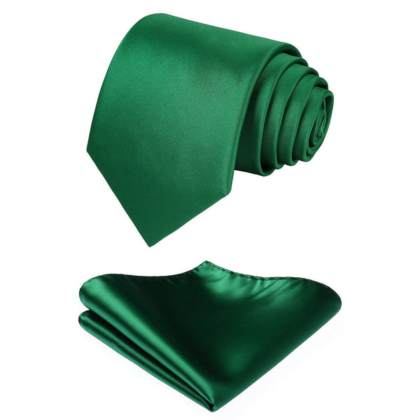 Solid Tie Handkerchief Set - EMERALD 