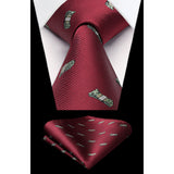 Pattern Tie Handkerchief Set - BURGUNDY-2 