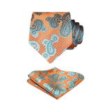 Paisley Tie Handkerchief Set - B4-ORANGE2 