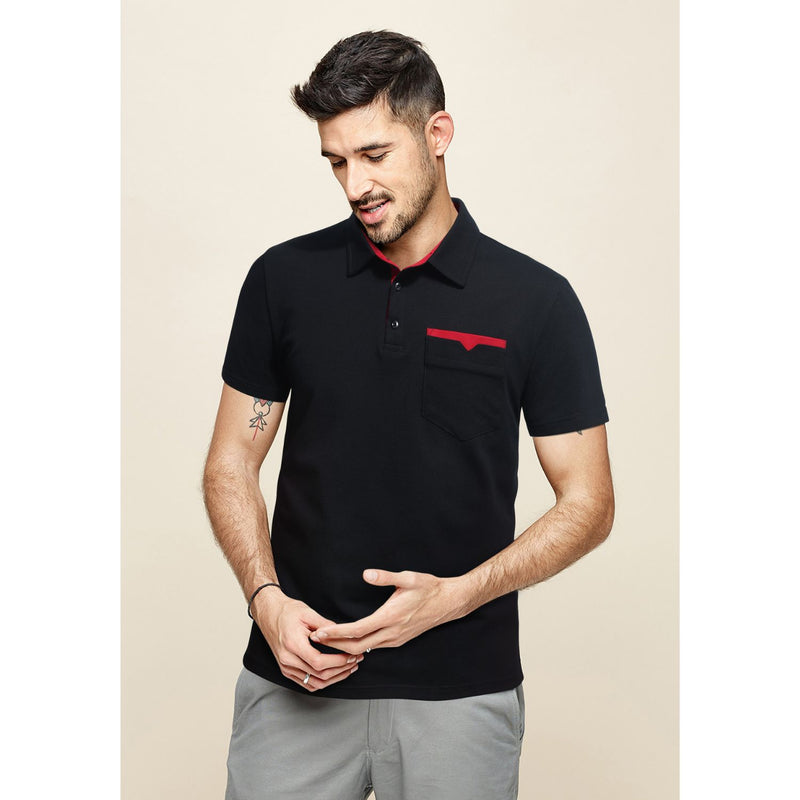 Polo Shirts Short Sleeve with Pocket - BLACK/RED 