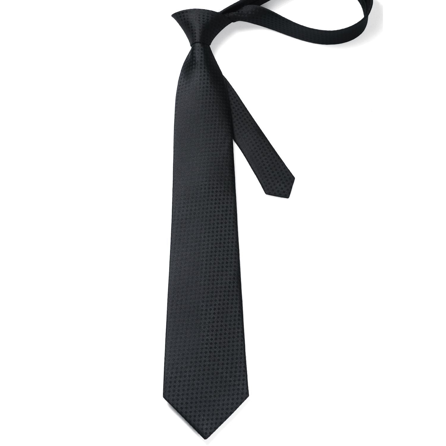 Plaid Tie Handkerchief Set - C2-BLACK