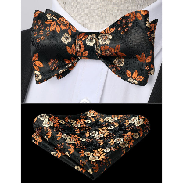 Floral Bow Tie & Pocket Square - BLACK 2 