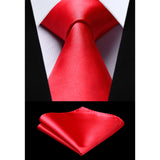 Solid Tie Handkerchief Set - RED 
