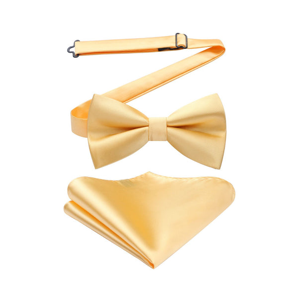 Solid Bow Tie & Pocket Square - D-GOLD YELLOW 