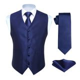 Solid 3pc Suit Vest Set - DARK BLUE 