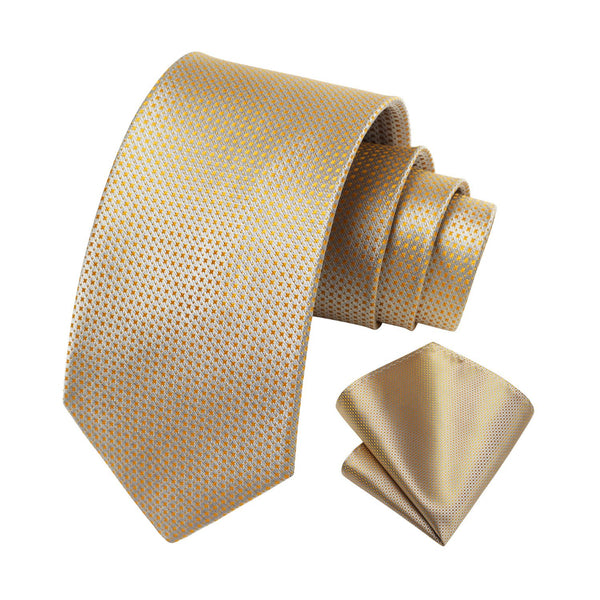 Houndstooth Tie Handkerchief Set - CHAMPAGNE 