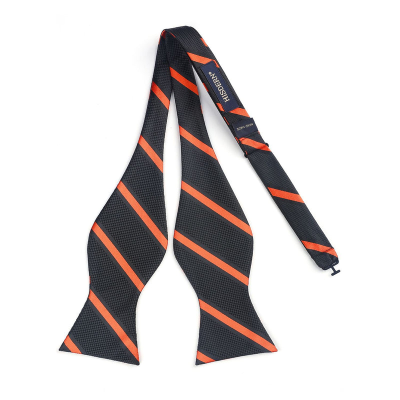 Stripe Bow Tie & Pocket Square - 04-BLACK/ORANGE 
