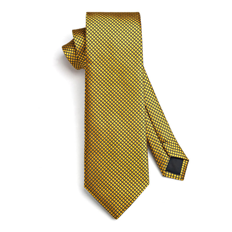 Houndstooth Tie Handkerchief Set - 1-GOLD 