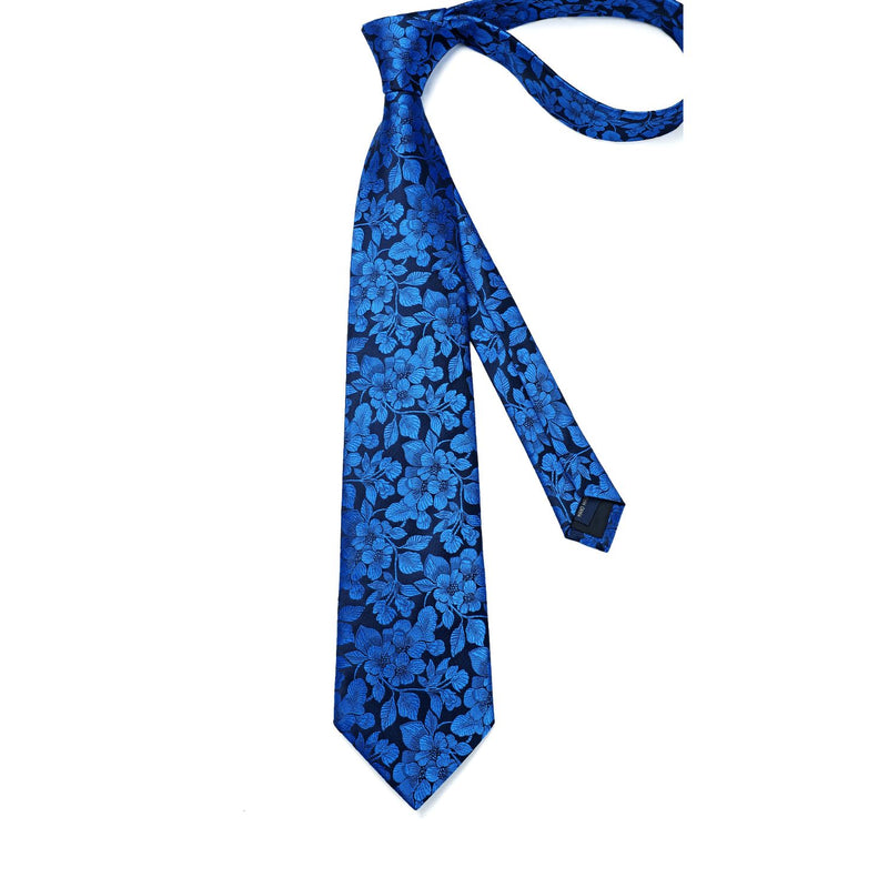 Floral Tie Handkerchief Set - 12 BLUE 