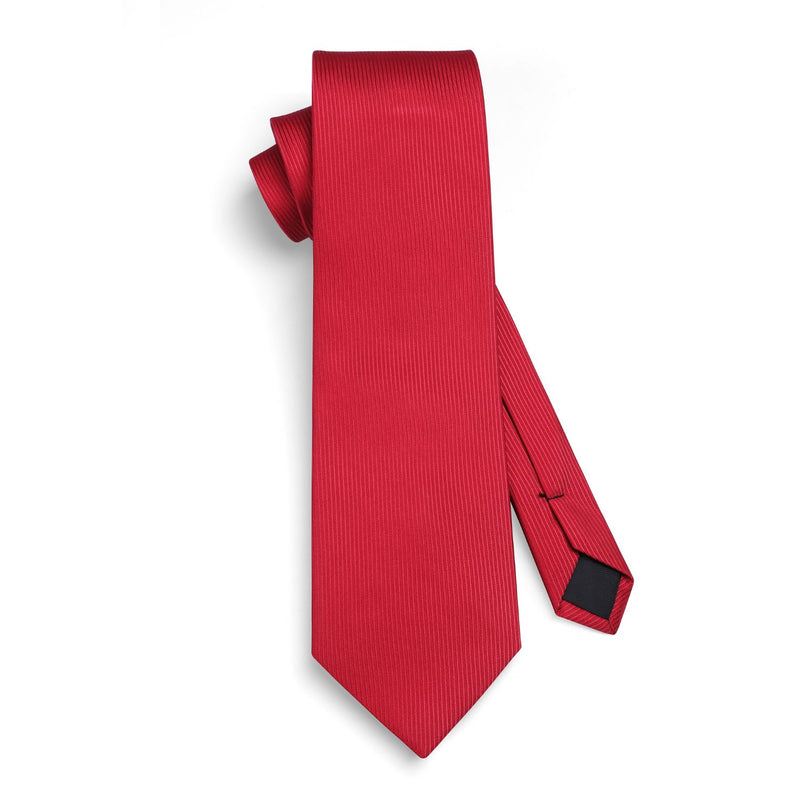 Solid Tie Handkerchief Set - 2-RED 