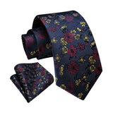 Floral Tie Handkerchief Set - BLUE/YELLOW 