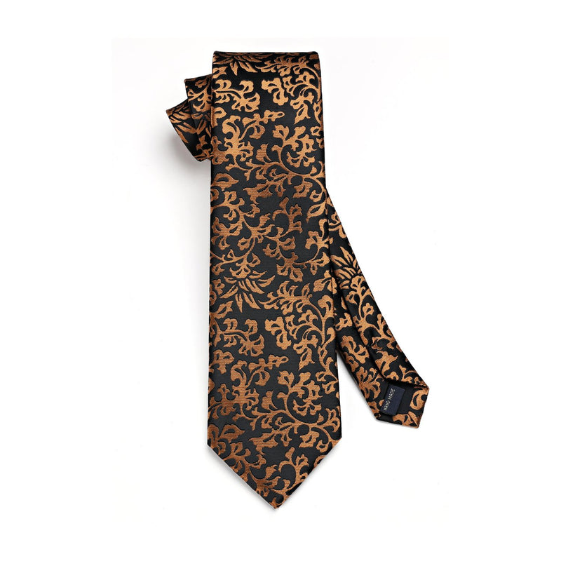 Floral Tie Handkerchief Set - GOLD/BLACK 