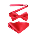 Solid Pre-Tied Bow Tie & Pocket Square - RED 1 