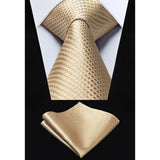 Plaid Tie Handkerchief Set - C8-CHAMPAGNE
