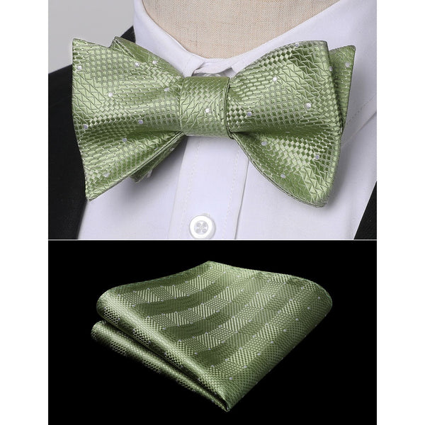 Plaid Bow Tie & Pocket Square - GREEN-1