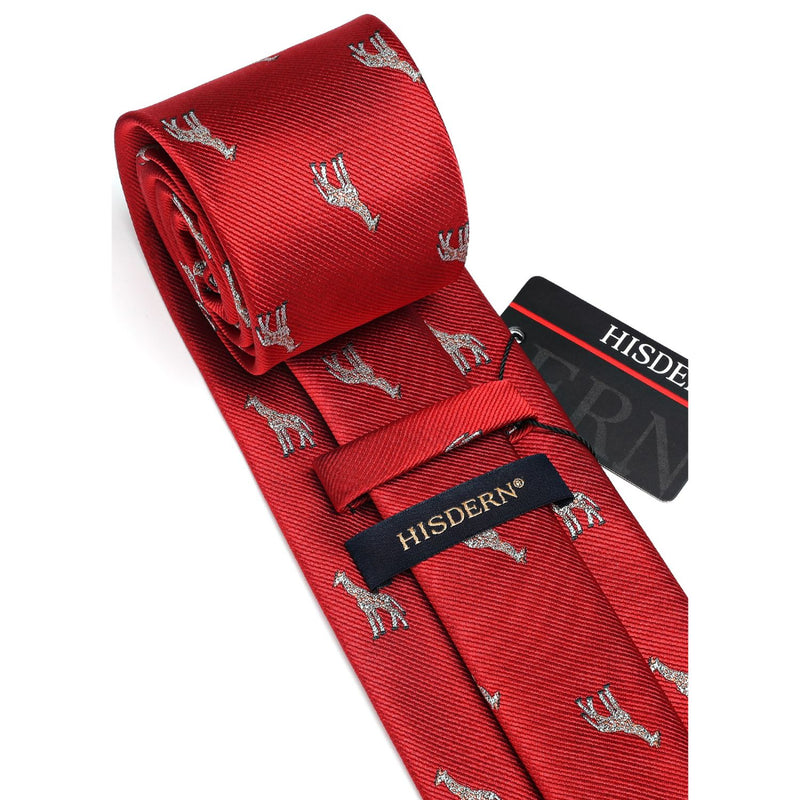 Giraffe Tie Handkerchief Set - RED 